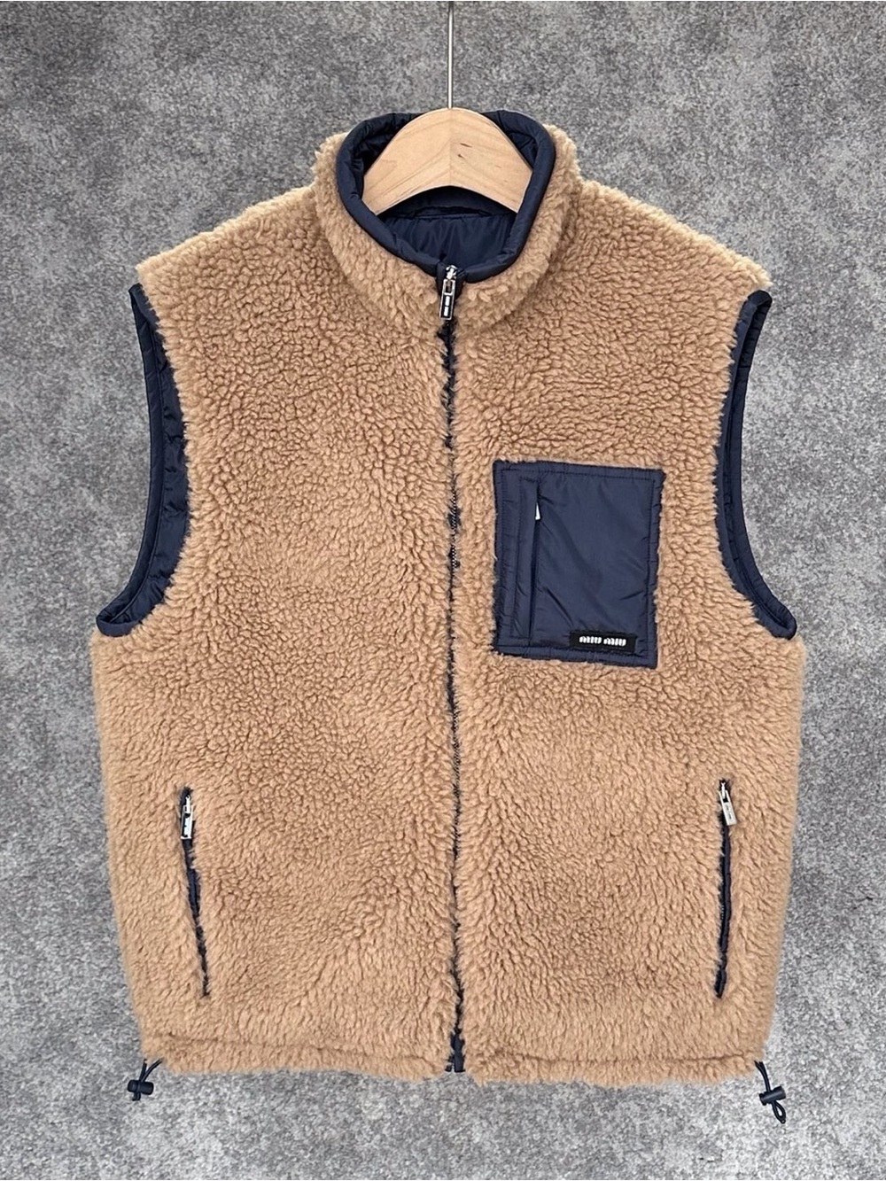 NWOT Miu Miu Teddy Down Vest in Camel, Size 40